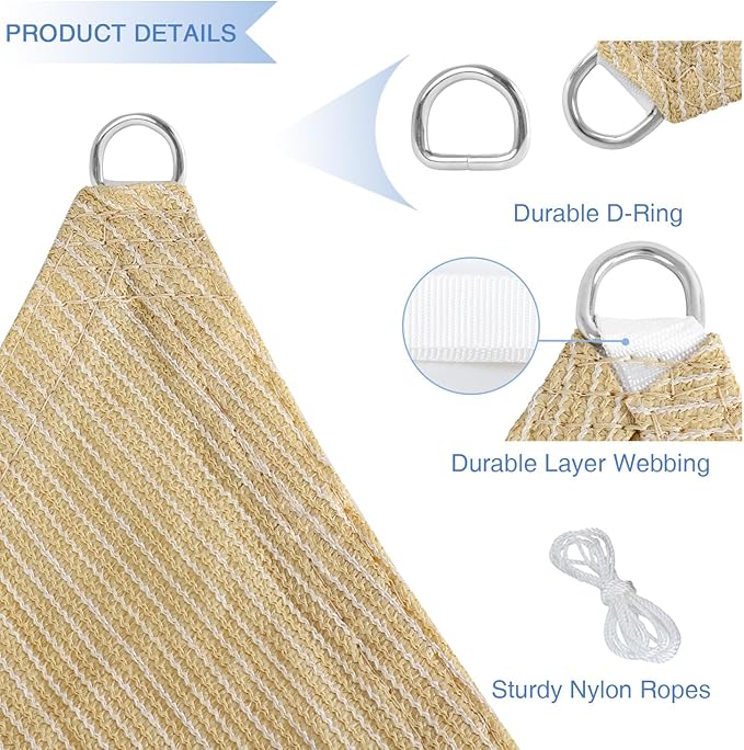 E&K Sunrise 6' x 6' x 6' Sun Shade Sail Triangle Canopy Shade Cover UV Block - Image 4