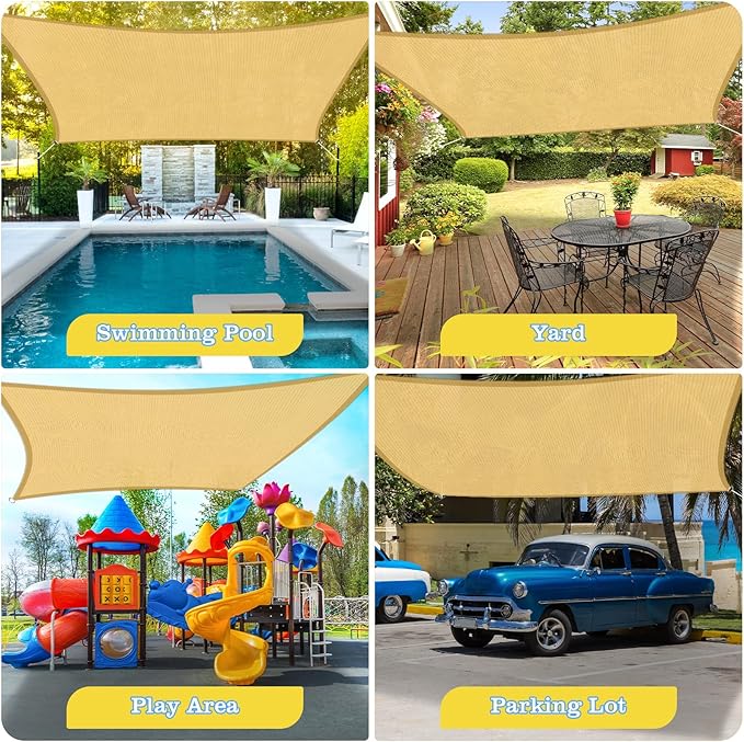 HappyTrends Sun Shade Sail, Heavy Duty UV Protection Beach Shade Canopy Wind - Image 7