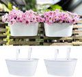 LaLaGreen Outdoor Rail Planter Metal Iron Hanging Flower Pot Deck Railings by L%C3%A1L%C3%A1Green