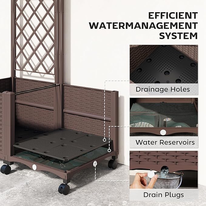 Outsunny Planter Box with Trellis, Self Watering Raised Garden Bed with - Image 4