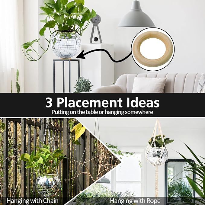 6" Disco Ball Planter, Disco Ball Plant Hanger - Image 3