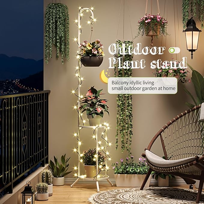 Plant Stand with Hooks Indoor Outdoor Corner Tall Plant Stand Heavy-Duty Metal - Image 6