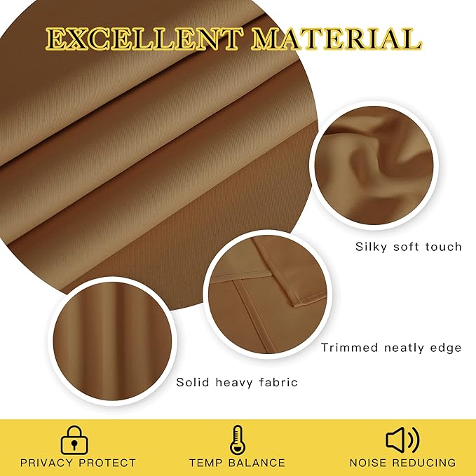NICETOWN Gold Brown Blackout Curtains 84 inch Length, Grommet Top Room - Image 2