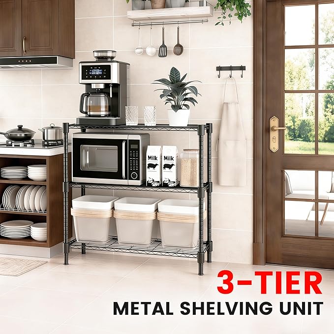 Xcity Storage Shelves, 3 Tier Heavy Duty Metal Shelving Unit, 1200 LBS Capacity - Image 3