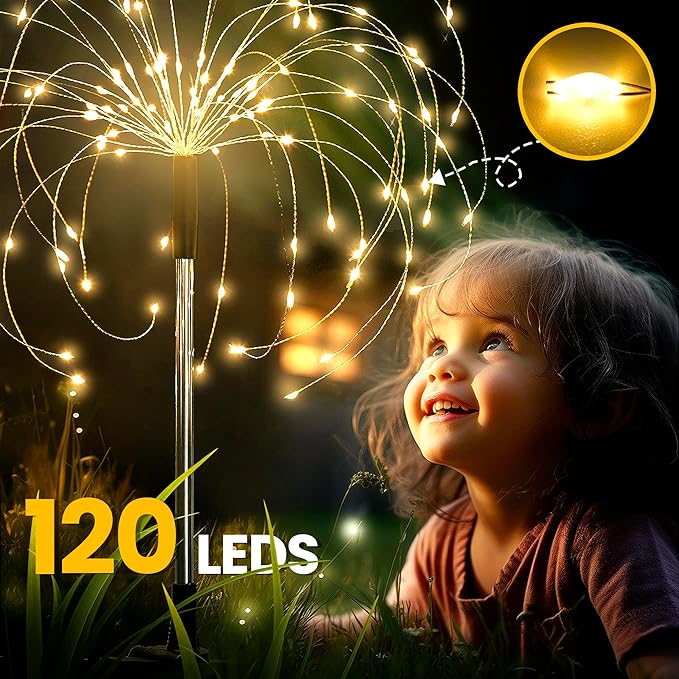 GIGALUMI Garden Decor Outdoor Lights 120LED 2Pack, Solar Garden Lights - Image 8