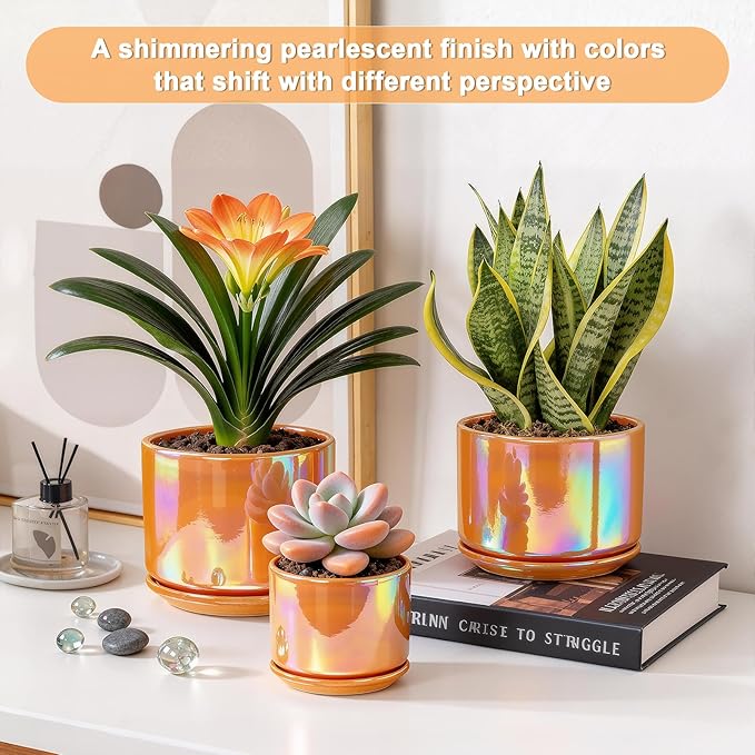 EFISPSS Ceramic Plant Pots, 4+5+6 Inch Ceramic Indoor Pots - Image 2