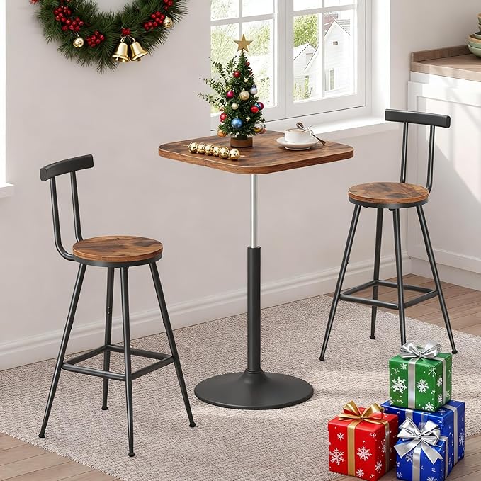 Bar Stools, Metal Frame, Adjustable Feet, Easy Assembly, - Image 2