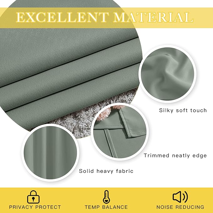 NICETOWN Sage Green Sliding Glass Door Curtain, Grommet Thermal Insulated - Image 5