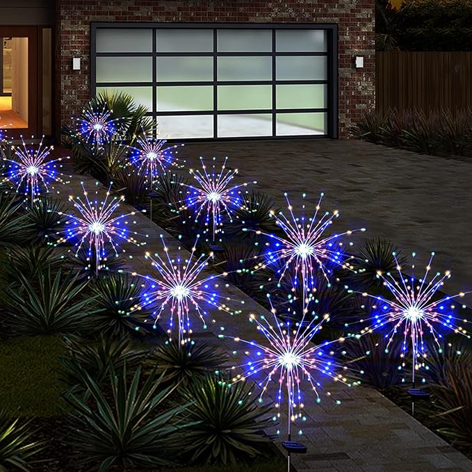 Solar Garden Firework Lights Outdoor Waterproof 6 Pack, 120 LED Sparklers - Image 4