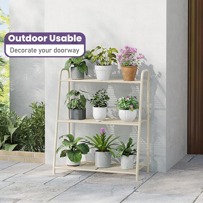 3-Tier Corner Plant Stand, Metal Black Flower Pot Rack, Indoor Outdoor Heavy - Image 6