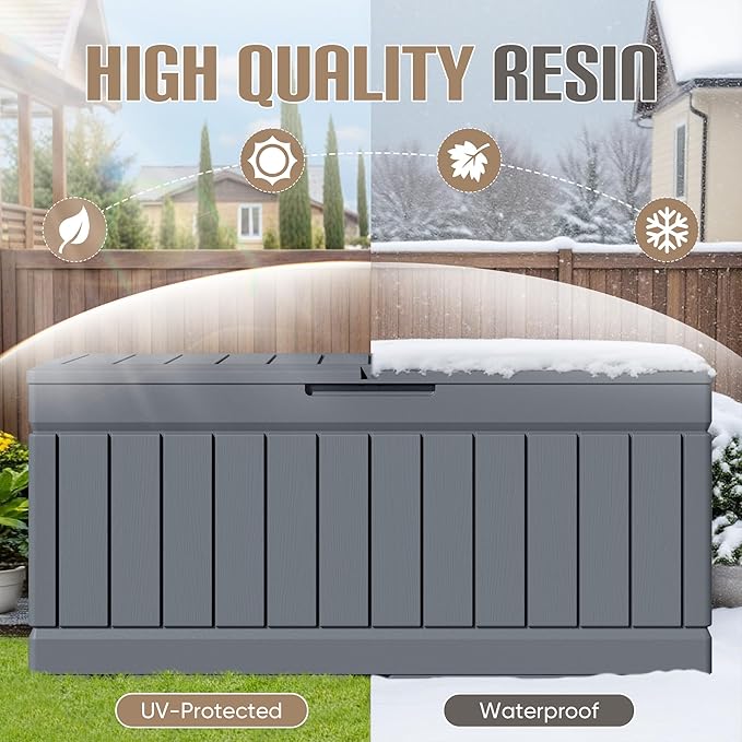 JUMMICO 78 Gallon Outdoor Deck Box Large Resin Storage Box - Image 4
