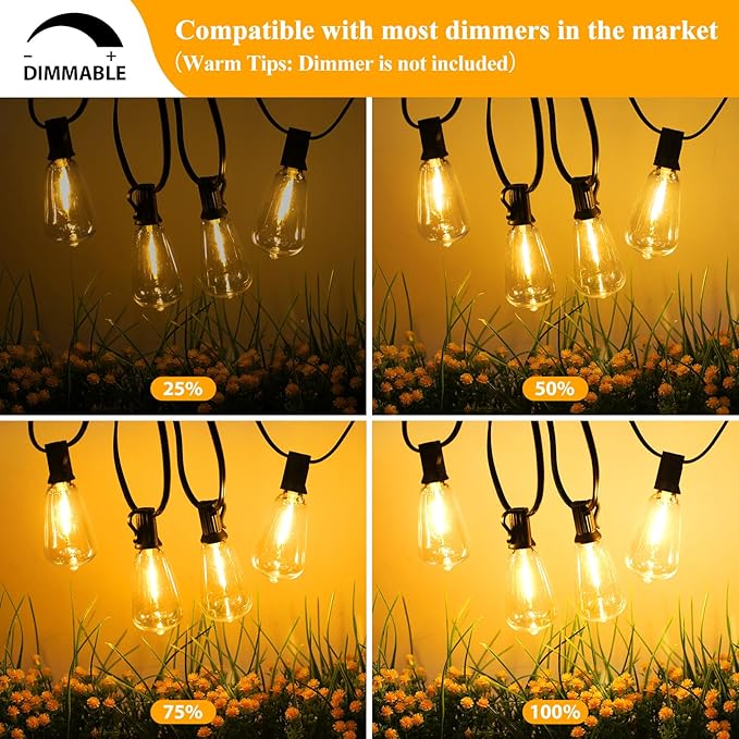 Brightever LED Outdoor String Lights 50FT Patio Lights - Image 4
