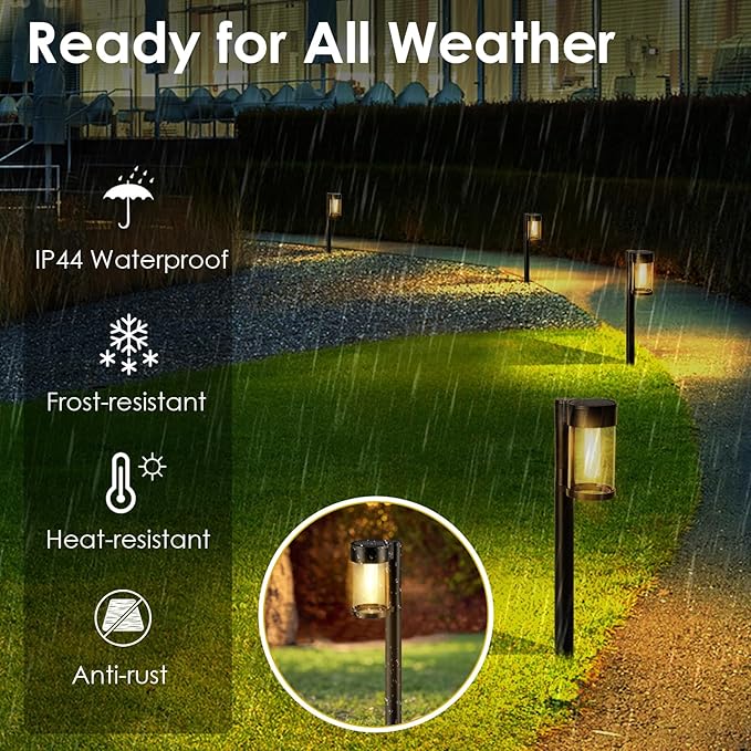 Mancra Solar Pathway Lights Outdoor, 10 Pack Metal & Glass Solar Lights Outdoor - Image 5