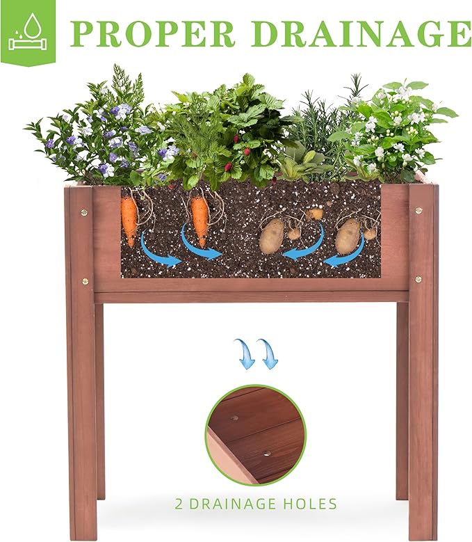 Raised Garden Bed with Legs, Outdoor Wood Elevated Planter Box, Thick Legs - Image 6