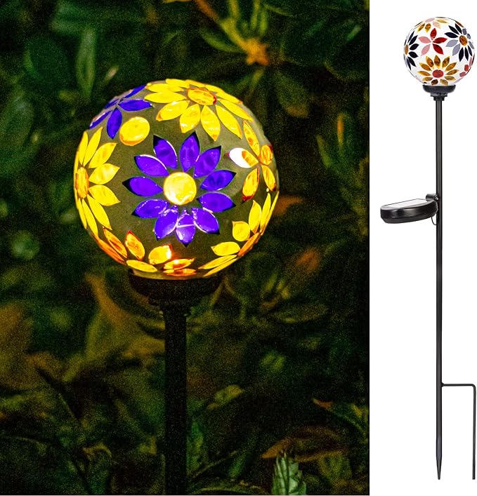 VCUTEKA Solar Garden Lights, Mosaic Solar Lights Outdoor Decor Pathway Light by VCUTEKA