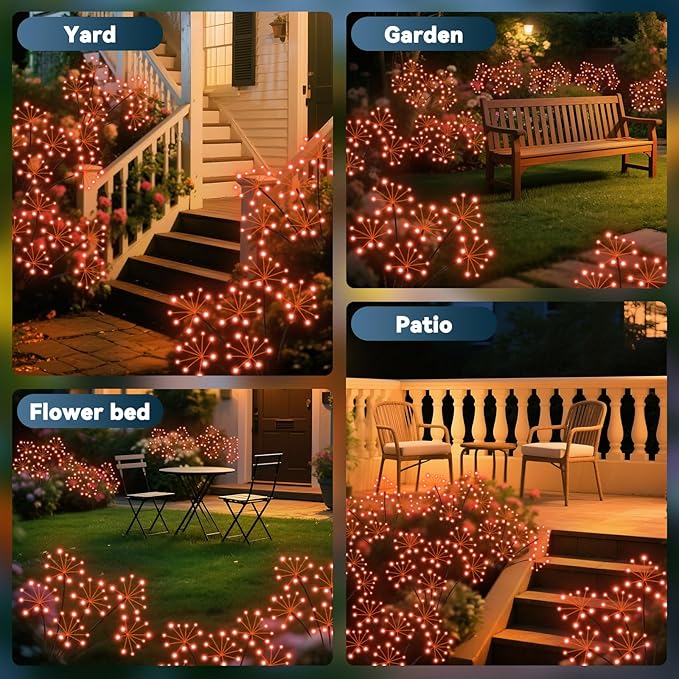 Solar Garden Lights 2 Pack Waterproof Swaying Starburst Light Solar Outdoor - Image 6