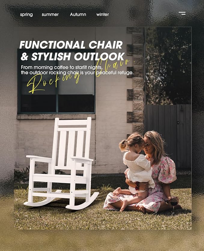 KINGYES Oversized Outdoor Rocking Chair Set of 2, All-Weather Patio Rocking - Image 8