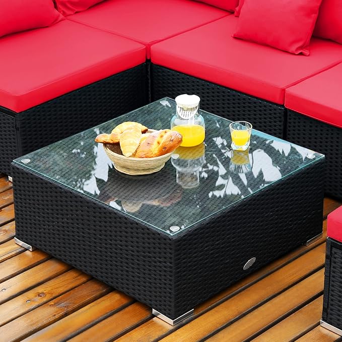 Tangkula 7 Piece Patio Furniture Set, Outdoor Sectional Sofa w/Pillows and - Image 5