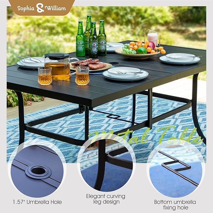 Sophia & William 7 Pieces Patio Dining Set Outdoor Metal Furniture Set - Image 5