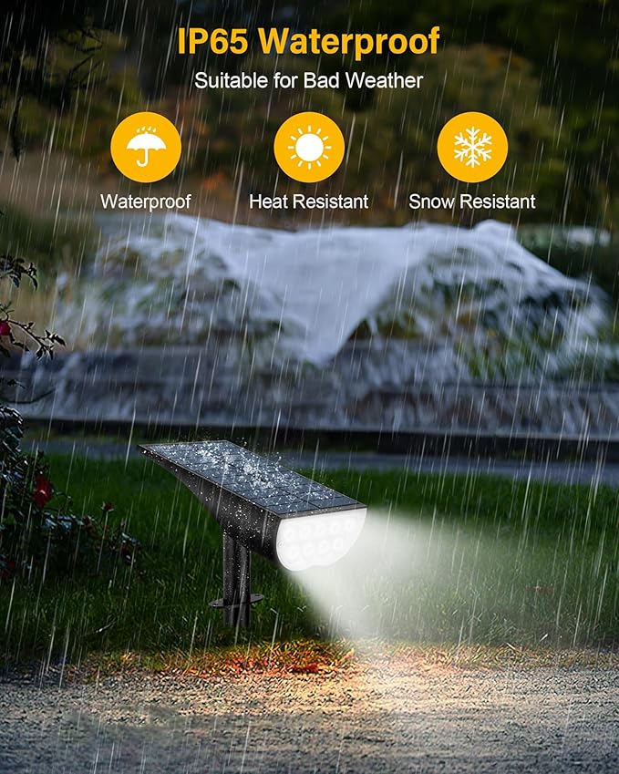 BAXIA TECHNOLOGY Solar Spot Lights Outdoor Waterproof, 3 Lighting Modes Solar - Image 4