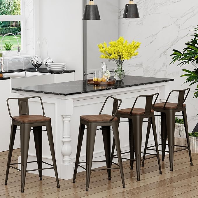 Yongchuang 30 inch Bar Stools Set of 4 Bar Height Metal Barstools - Image 2