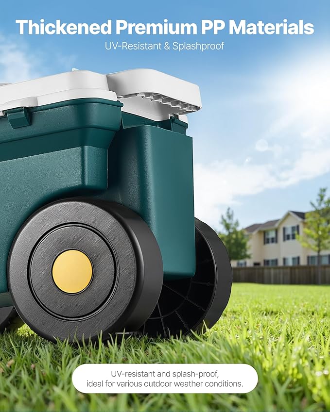 VEVOR Garden Scooter with Seat, 2 in 1 Rolling Garden Cart with Storage Bin - Image 5