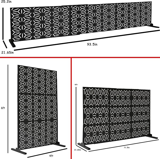 Oakland Living 6 ft. X 4 ft. Black Freestanding Metal Privacy Screen Room - Image 2