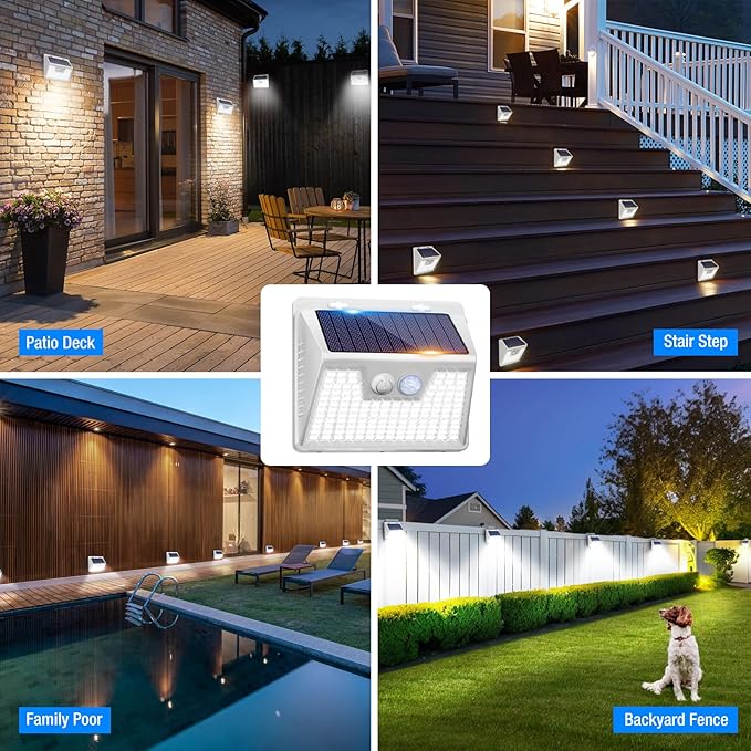 Peasur Solar Powered Lights Outdoor Motion Sensor, 2 Pack 140 LED Fence Light - Image 2