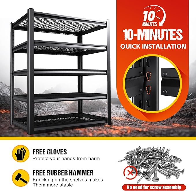 71.2" H Garage Shelving Heavy Duty Storage Shelves, Adjustable Metal Shelving - Image 7