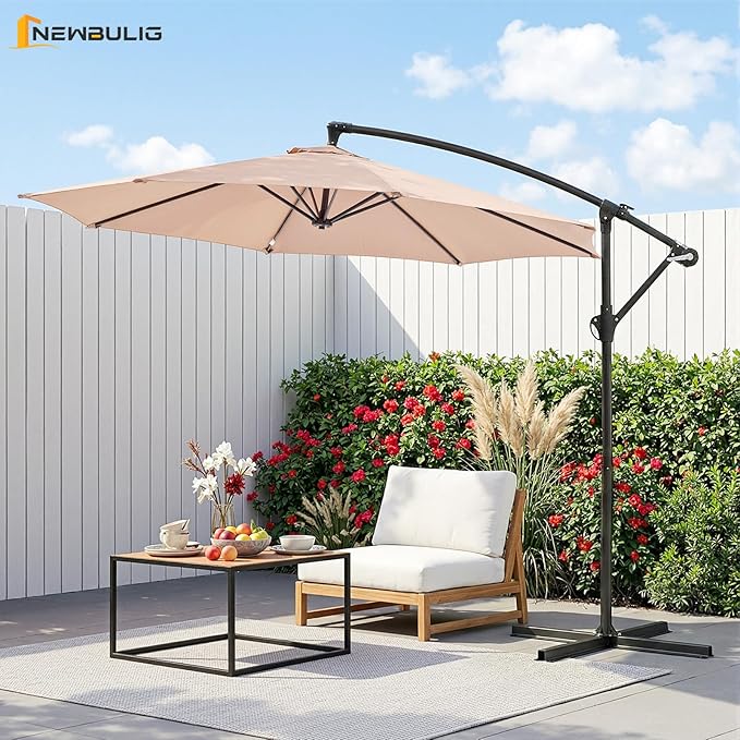 NEWBULIG 10FT Patio Umbrella, Offset Cantilever Outdoor Patio Table Umbrella - Image 2