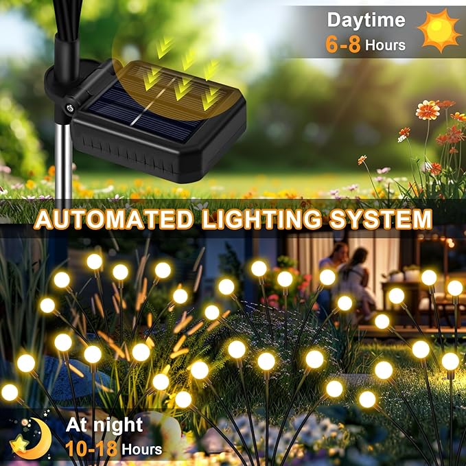 Solar Garden Lights Outdoor, 10 Pack 60LED Waterproof Solar Powered Lights - Image 3