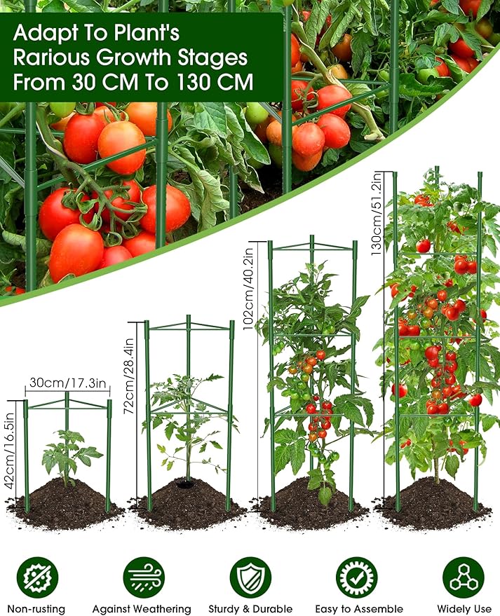 Tomato Cage, Raised Garden Bed Plant Support Stakes - Image 3
