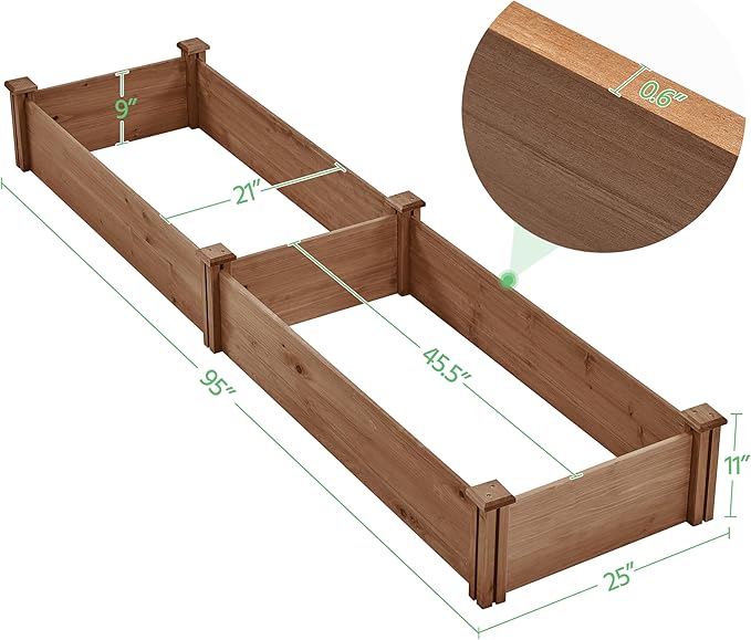 Yaheetech 8x2ft Wooden Horticulture Raised Garden Bed Divisible Elevated - Image 3