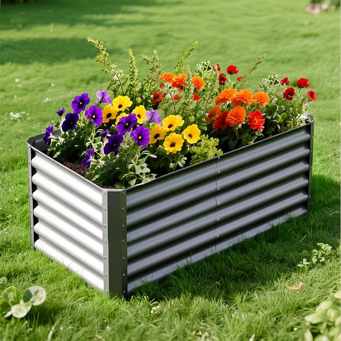 4X2X2ft Galvanized Raised Garden Bed, Outdoor Planter Box Metal Patio Kit - Image 7