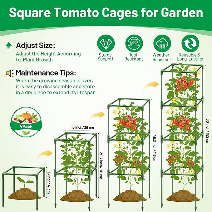 Legigo 4 Pack Square Tomato Cages - Image 2
