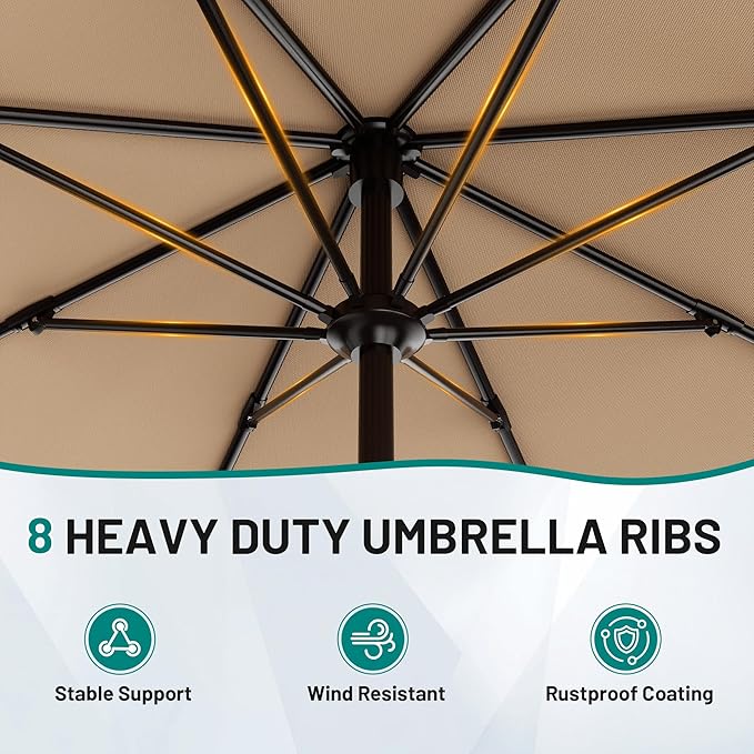 AreShark 9 FT Patio Umbrella for Outdoor, Outdoor Umbrella - Image 3