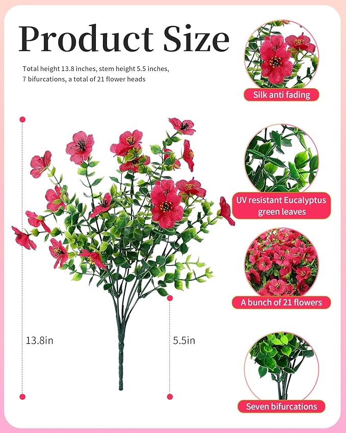 Faux Flowers for Outdoor Planters 16 Bundles UV Resistant Artificial Fake - Image 5