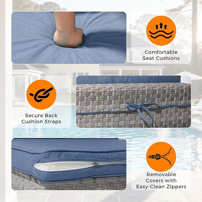 6-Seat Modular Patio Furniture Set – Outdoor Wicker Sectional Sofa - Image 6