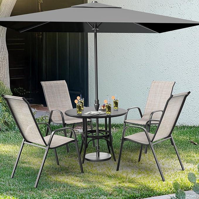 VINGLI Patio Chairs Set of 6 – Stackable Outdoor Dining Chairs - Image 2