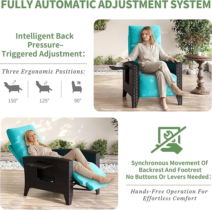 IDEALHOUSE Wicker Outdoor Recliner Reclining Patio Chairs - Image 7