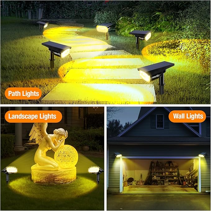 4 Pack Solar Spot Lights Outdoor 1000 Lumens, 64 LEDs IP67 Waterproof Landscape - Image 5