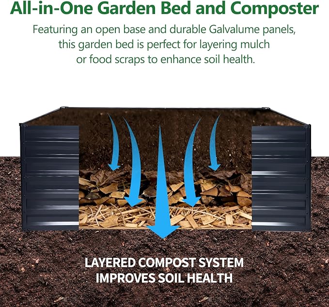 Galvalume Raised Garden Bed 8x4x1.95FT–3X Rust Resistant Aluminum-Zinc Steel - Image 5