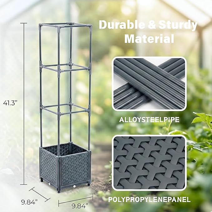 Raised Garden Bed with Tomato Planter Cage, Trellis Planter Boxes - Image 6