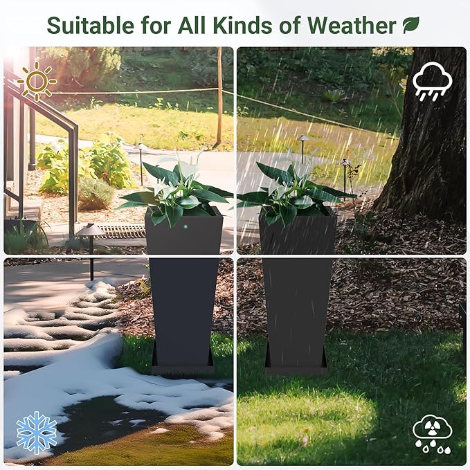Tall Outdoor Planters Set of 2, 24 inch Tall Planters - Image 7