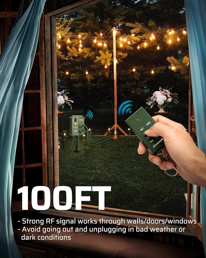 DEWENWILS Outdoor Power Stake Timer Waterproof, 6 Grounded Outlets, 6FT - Image 3