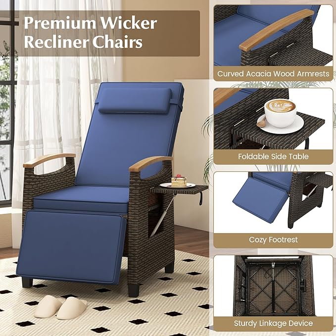 RELAX4LIFE Rattan Outdoor Recliner Chair - Image 7