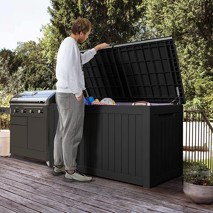 Devoko XXL 230 Gallon Resin Large Deck Box Waterproof Outdoor Storage Box - Image 3