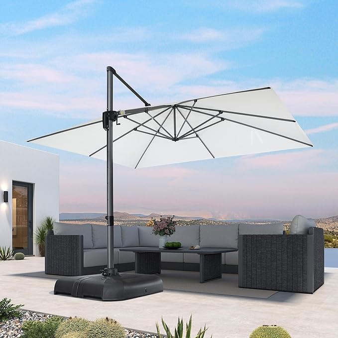 PURPLE LEAF 10' X 13' Patio Umbrella Outdoor Cantilever Rectangle Umbrella by PURPLELEAF