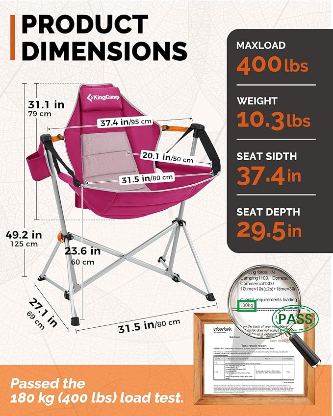 KingCamp Hammock Camping Chair, Swinging Portable Folding Camp Chairs - Image 3