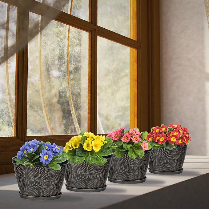 Quarut 4 Pack 6 Inch Flower Pots - Image 2
